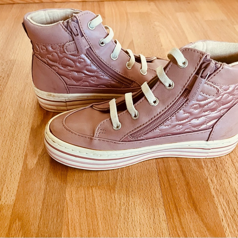 Pink High-Top Sneakers with Quilted Design